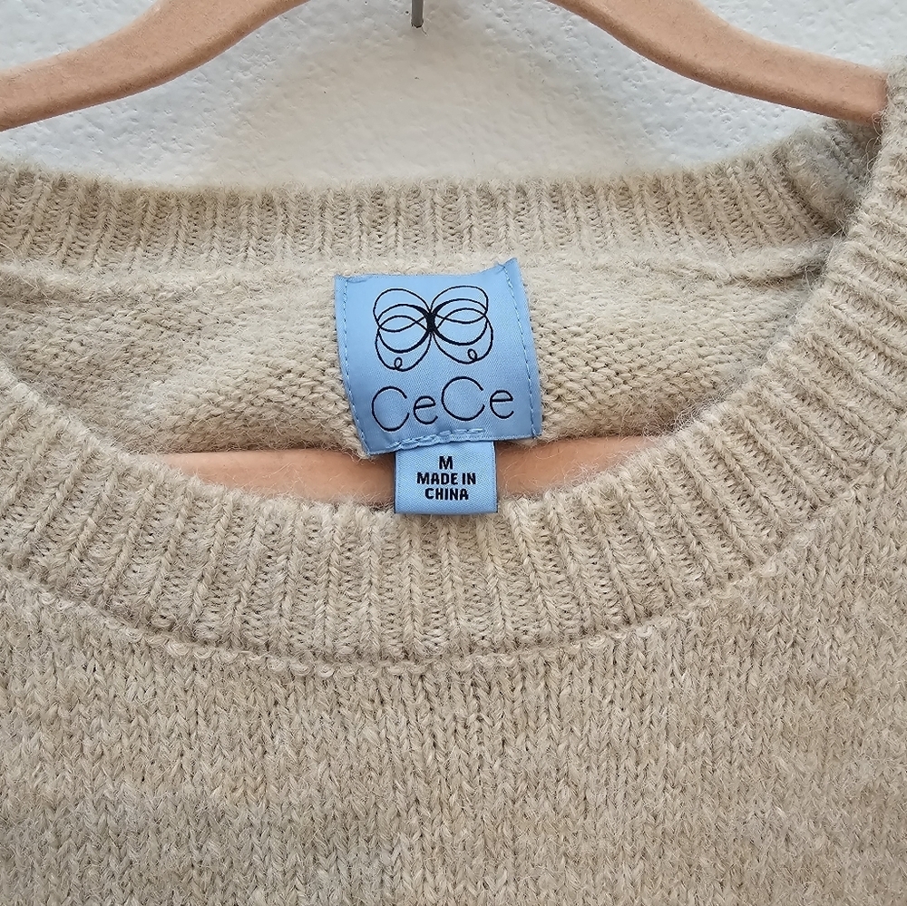 CeCe Beige Sweater with White Floral Details - Picture 3 of 6